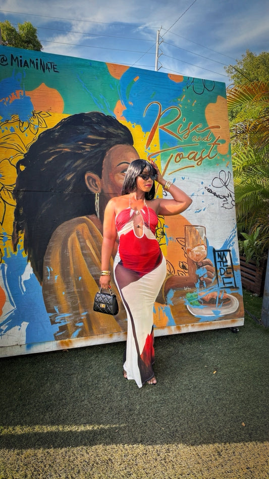 Heatwave Halter Mesh Maxi Dress