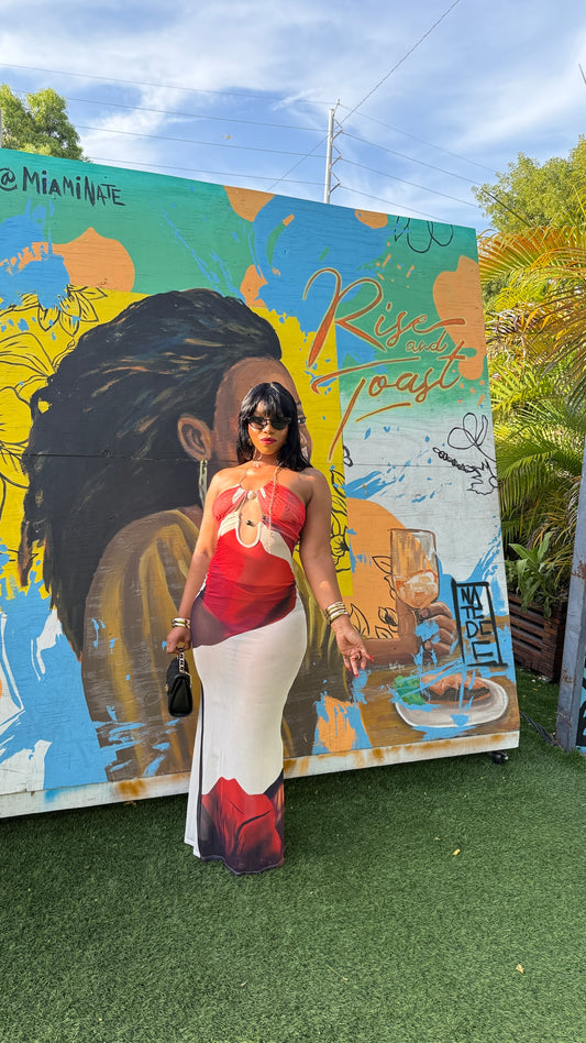 Heatwave Halter Mesh Maxi Dress